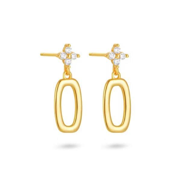 Gold Trip Crystal Flower Drop Earrings