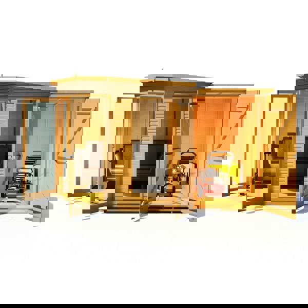 Shire Barclay With Side Shed 8x12 Corner Summerhouse 12mm Interlock Cladding - Best Shed