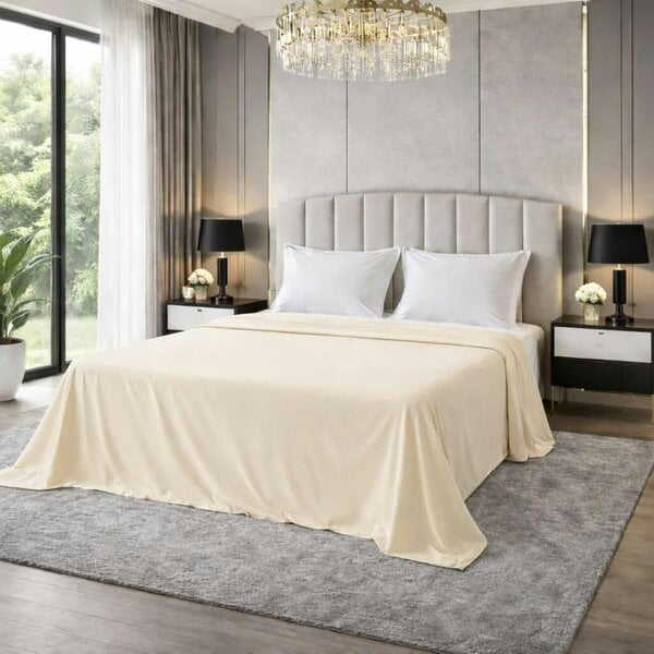 Night Zone Polycotton Flat Sheet – Soft Easy Care Bed Linen for Everyday Use - Cream