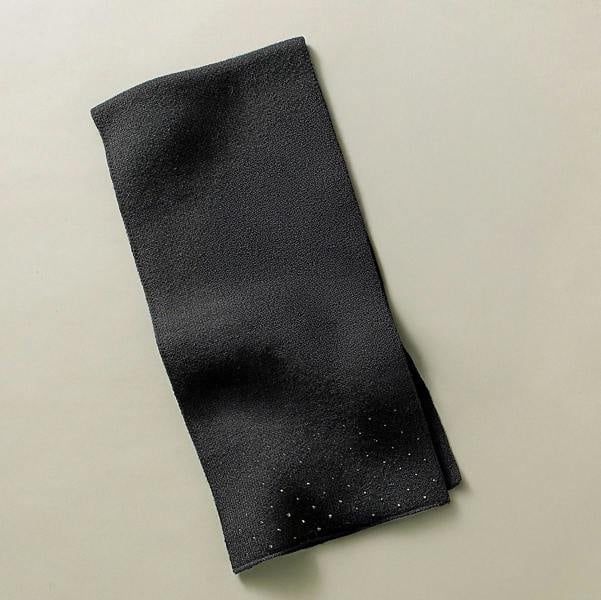 Pia Black Knit Tippet Scarf, Silver-Tone Embellished Winter