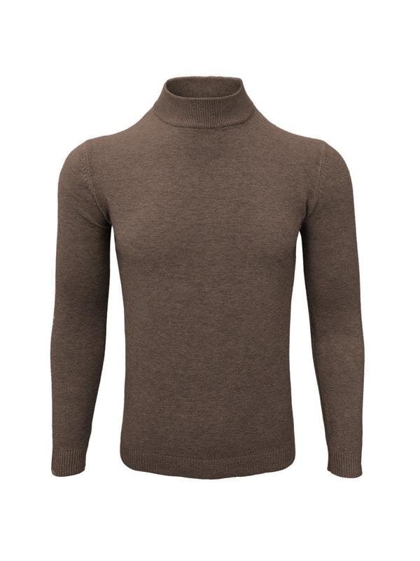 Brown High Neck Slim Fit Jumper