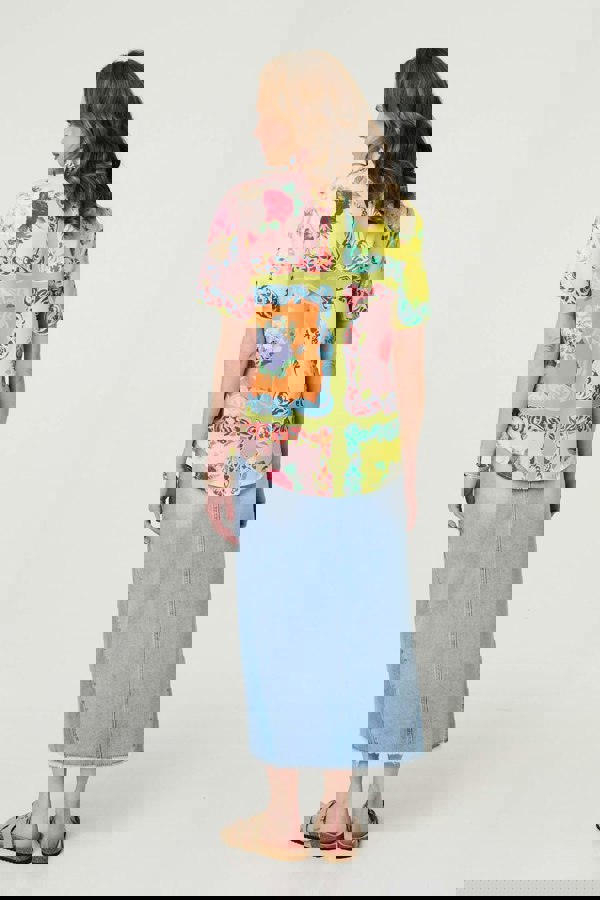 Yellow | Mosaic Print Short Sleeve Relaxed Shirt
