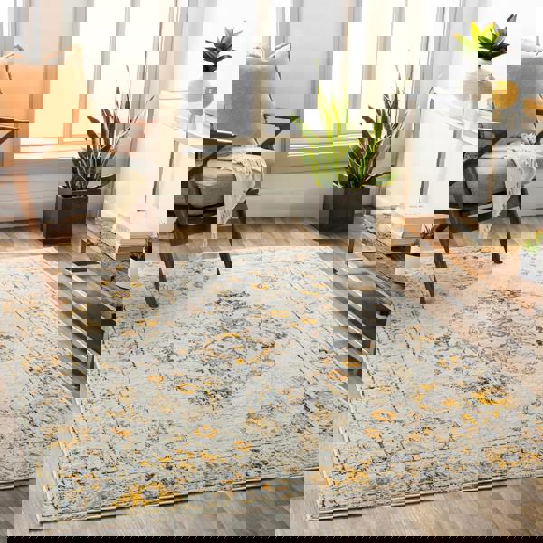 Livabliss Floransa-Vintage Beige Grey Blue Yellow Traditional Boho Rug