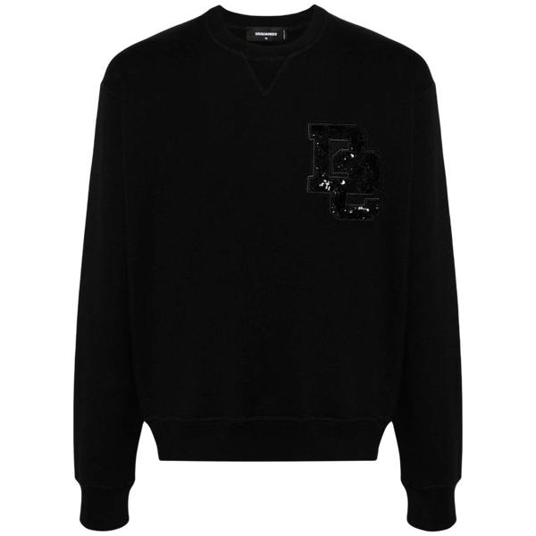 DSQUARED2 D2 Sequin Logo Black Crew Neck Jumper M