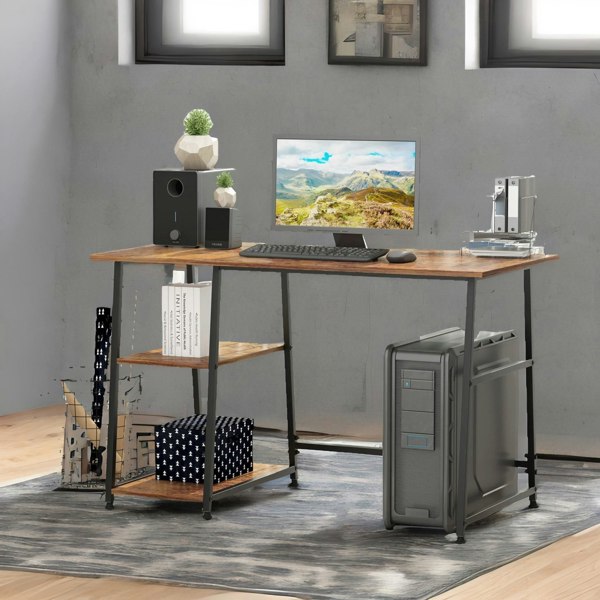 Rafaelo Mobilia Industrial Rustic Writing Desk With 2 Shelves