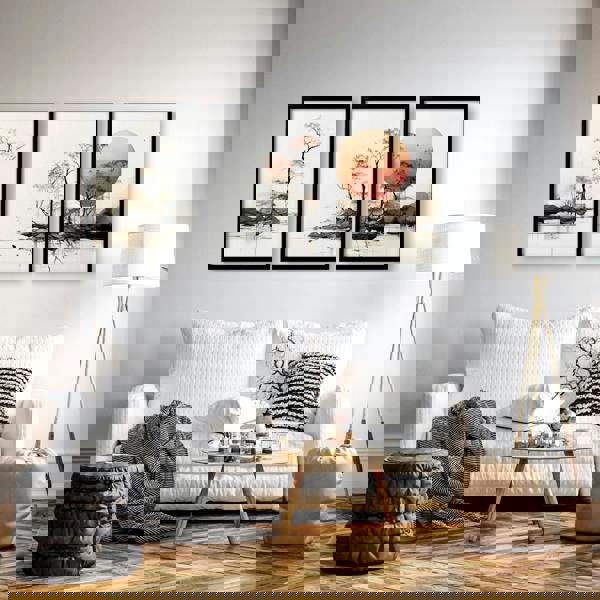 Living Room Wall Decor | Set of 3 Asian Inspired Wall art Prints