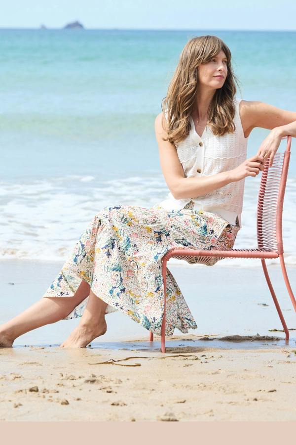 Lily & Me Evie Organic Cotton Ditsy Printed Midi Skirt