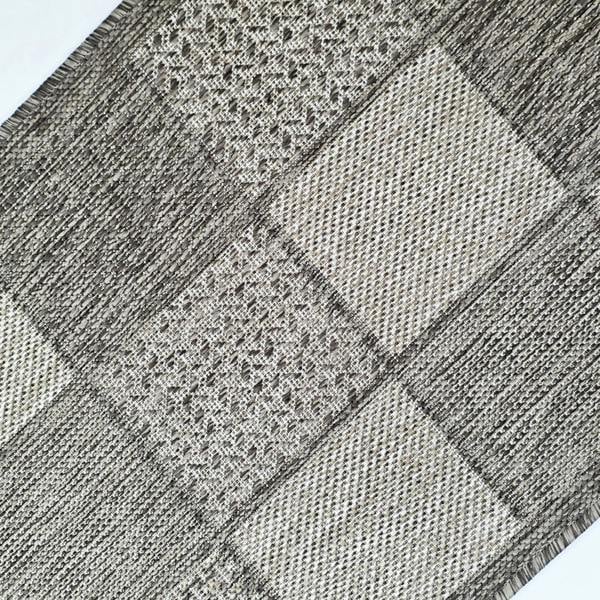 Non-Slip Rug for Kitchen, Dining Room and Hallway, Taupe Brown Flat Weave Sisal Look with Rubber Backing