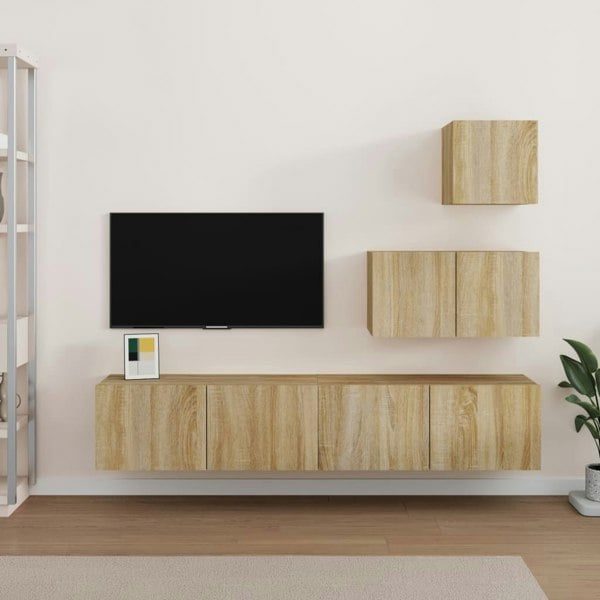 Berkfield 4 Piece TV Cabinet Set Sonoma Oak Engineered Wood