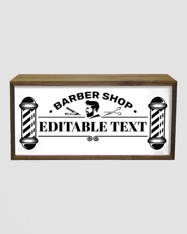 Personalised Light Box Sign for Barbers – Vintage Pole Design with LED Glow