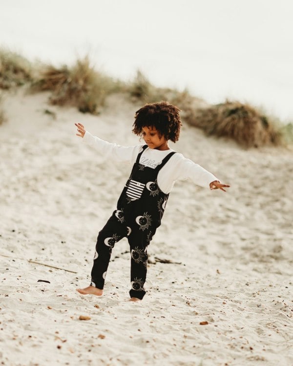 organic cotton Black Astrology Print Dungarees - image 1