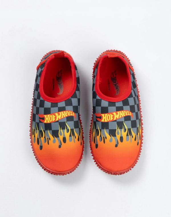 Hot Wheels Boys Red Flames Aqua Shoes