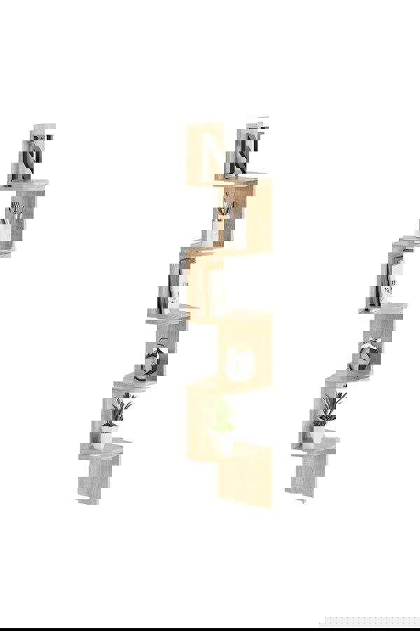 Living and Home 5 Tier Zigzag Corner Bookcase Floating Wall Shelf