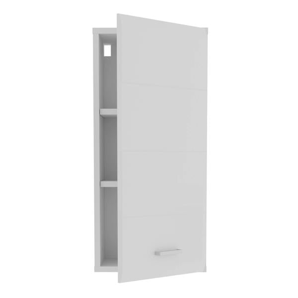 Furniture To Go Ice Cave Hanging Storage Cupboard with 1 Door & Silver Handle in White with White Gloss Door