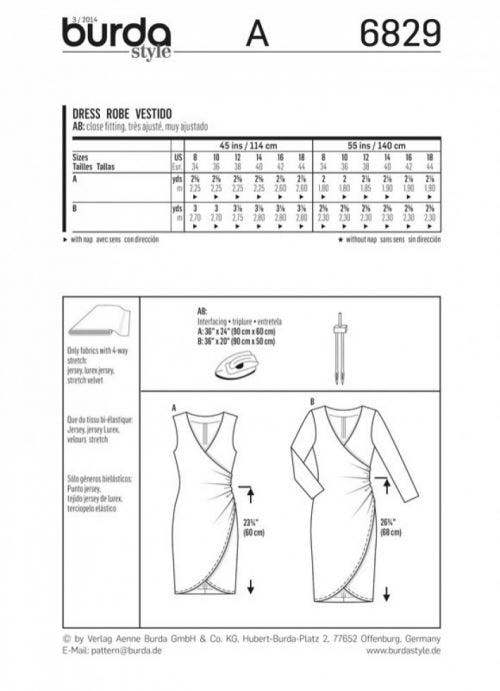 Burda Sewing Pattern 6829 Dresses For Women, 8-10-12-14-16-18 - Easy