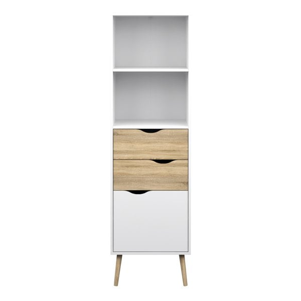 Furniture To Go Oslo Bookcase 2 Drawers 1 Door in White and Oak
