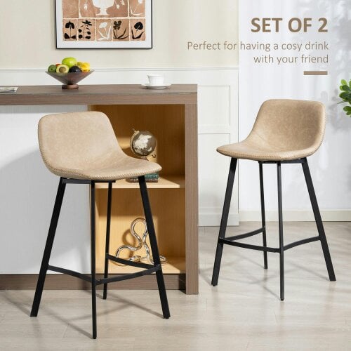 Wyld Haus Panato Set Of 2 Light Brown Faux Leather Dining Bar Stools