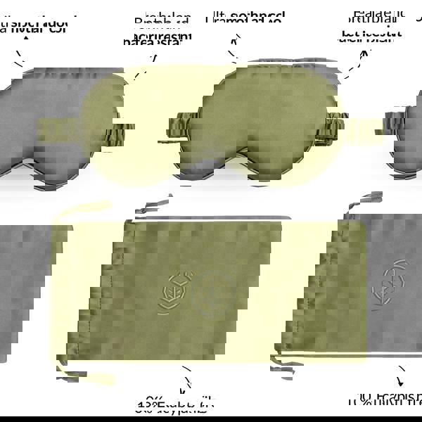 Ethical Bedding Essential Silk Sleep Eye Mask in Sage (Eucalyptus Silk)