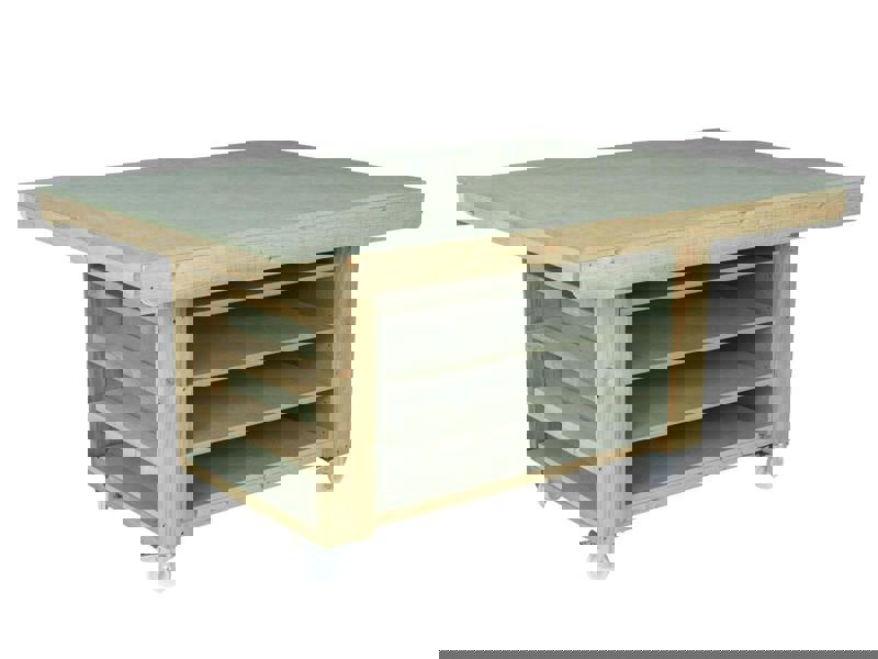 Art/Craft Project Workbench with Storage V.1, designed to elevate your creative projects. This sturdy workstation features a moisture-resistant 18mm MDF top, providing a durable and smooth surface ideal for various arts and crafts activities