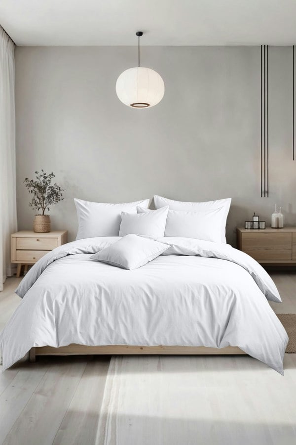 Snug City Plain Dyed Easy Care Polycotton Duvet Cover And Pillowcase/s Set Bed Linen