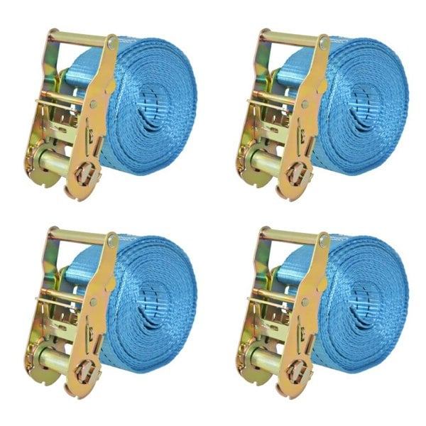 Berkfield Ratchet Tie Down Straps 4 pcs 2 Tonnes 6mx38mm Blue