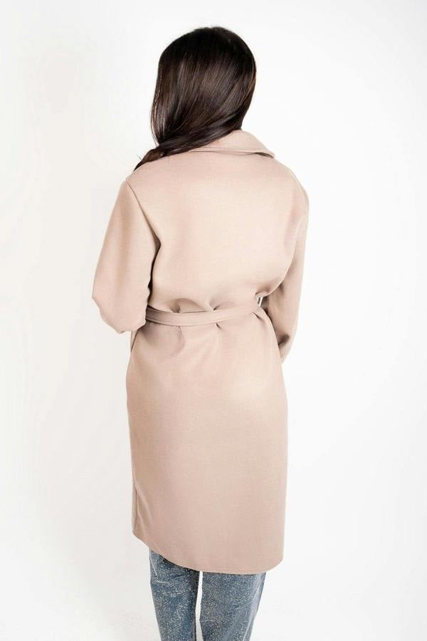 Avlina Double Breasted Belted Longline Coat - Brown