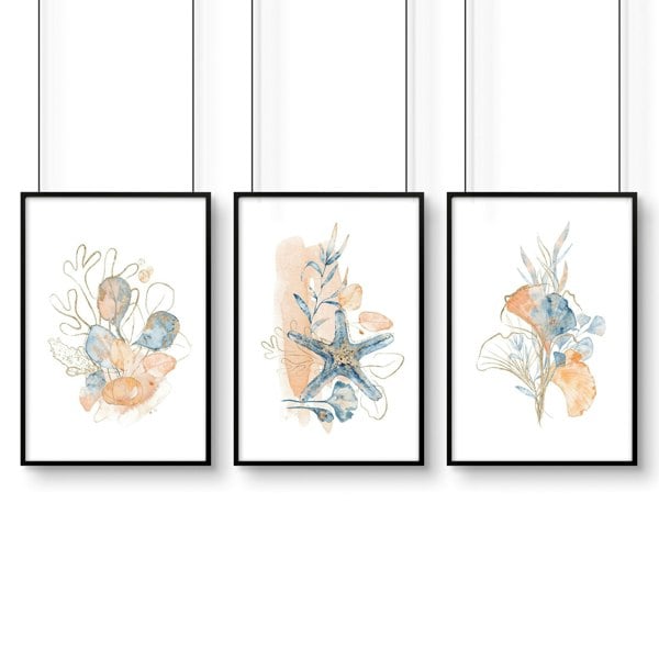 Art wall for bathroom | set of 3 wall art prints