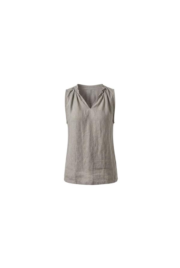 James Lakeland Taupe Pure Linen Sleeveless Top