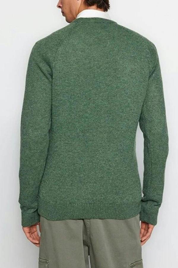 WOVCOR Crew Neck Raglan Sleeve Textured Knit Men's Sweater