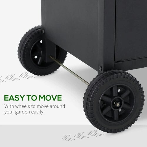 Bobobiy 4+1 Burner Gas BBQ Grill, Outdoor Barbecue Trolley with Wheels, Warming Rack, Side Shelves, Thermometer, 125 L x 51 W x 100 H cm, Black