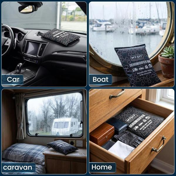 MY DIY PROFESSIONAL PRODUCTS Reusable Car Dehumidifier Bag - Moisture Absorber with Non-Slip Mat For Cars, Caravans, Home – Rechargeable in Microwave