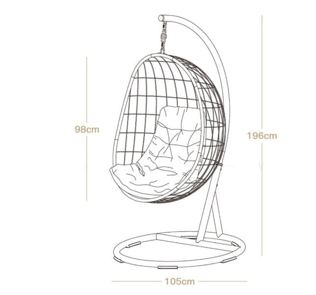 Sutton Garden Rattan Hanging Egg Chair with Stand, Indoor/ Outdoor Furniture-Weilai Concept-Weilai Concept