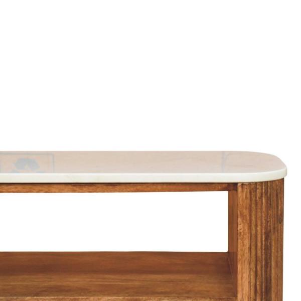 Artisan Furniture Solid Wood Beaumont Marble Shoe Bench, 2 Shelves, Brown