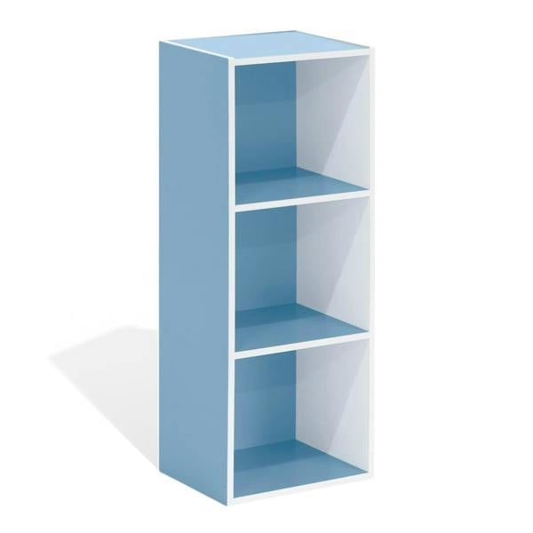 WALPLUS 3-Tier Open Shelf Bookcase, White/Light Blue 11003WH/LBL | Stylish Wall Art for Modern Homes
