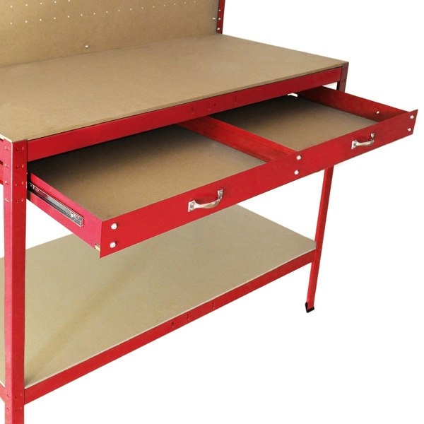 Monstershop Workbench with Pegboard and Drawer - Red