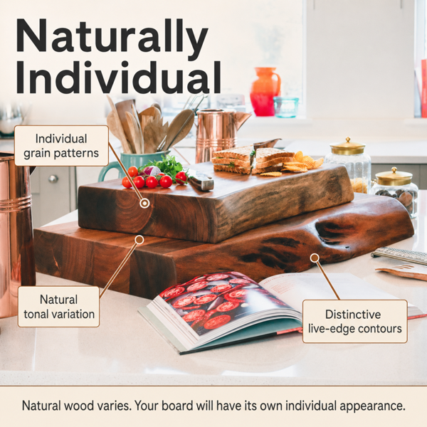 Downton Interiors Professional Chef Live Edge Acacia Wood Chopping Board - Extra Large