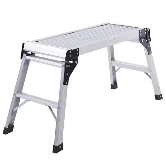 Havendro 150kg Folding Aluminium Step Ladder Stool Work Platform Up Bench Lightweight - silver