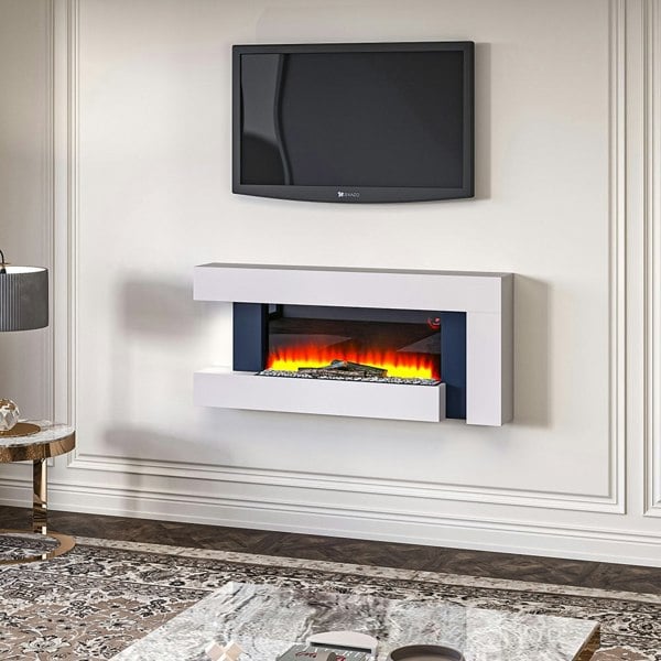 50 Inch LED Electric Fireplace L Shaped Wall Mounted Electric Fire Fireplace Suites Living and Home