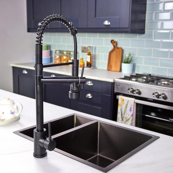 Flode Alta | Single Lever Kitchen Sink Mixer Tap with Swivel Spout | Matt Black Finish