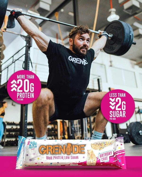 Grenade High Protein, Low Sugar Bar - Birthday Cake, 12 x 60 g
