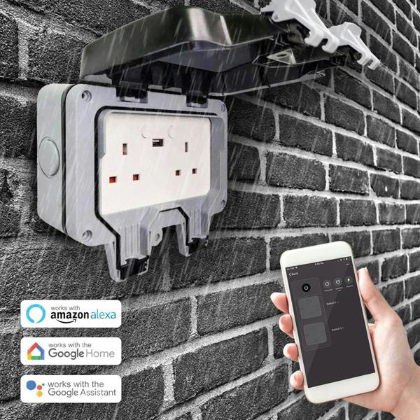 ENER-J weatherproof outdoor smart socket with Alexa Google Home and app control