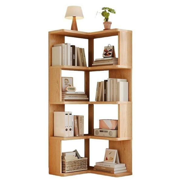 Havendro 4 Tier Wooden Corner Shelf Standing Bookcase Display Storage Unit