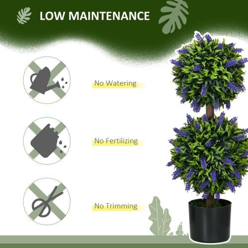Wyld Haus Vevayo Set Of 2 Artificial Lavender Ball Trees In Decorative Pots H8 70cm
