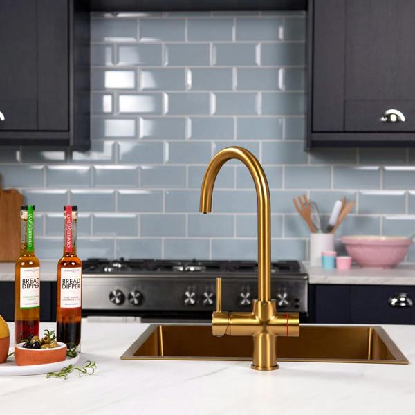 Impromta 3 in 1 Biometric Swan Neck Boiling Water Tap | Brushed Gold Finish