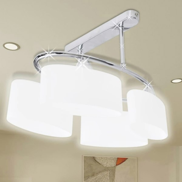 Berkfield Ceiling Lamp with Ellipsoid Glass Shades for 4 E14 Bulbs