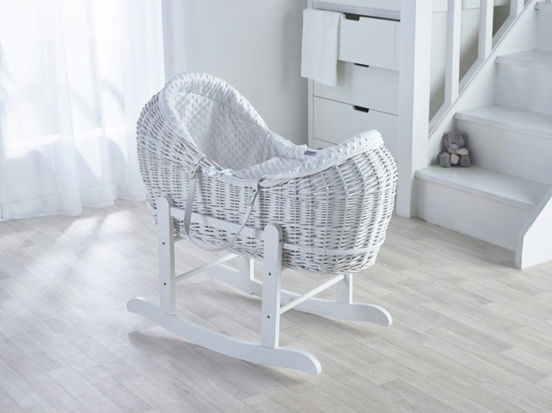 Kinder Valley White Dimple White Wicker Pod Moses Basket