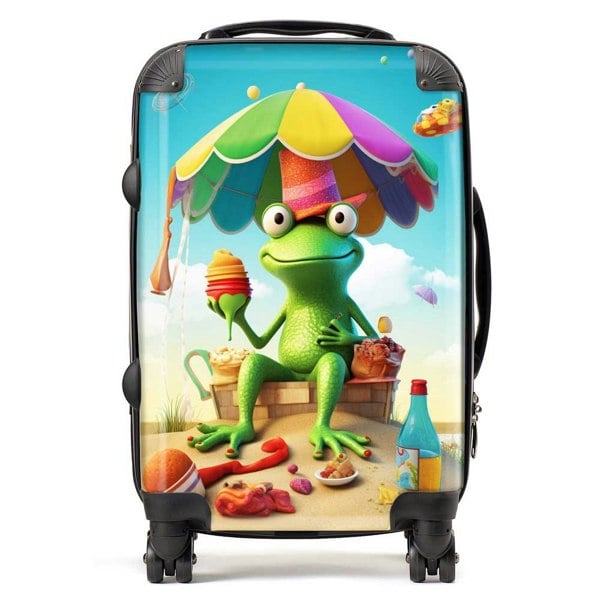 Warren Reed Frog On A Beach Holiday Suitcase