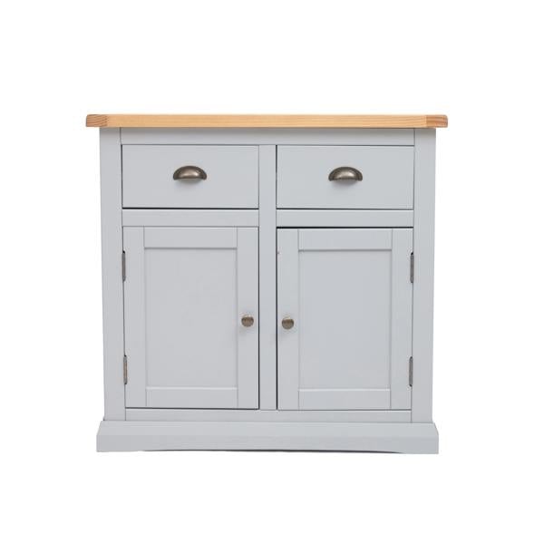Loreo Light Grey 2 Drawer 2 Door Sideboard Brass Cup Handle