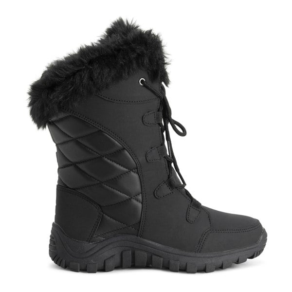 VIVA Women's Quilted Lace Up Waterproof Black Outdoor Cuff Snow Rain Boot