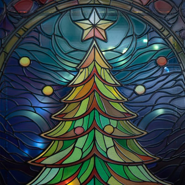 Samuel Alexander 28cm Battery Operated Light up Christmas Tree Stained Glass Decoration with LEDs